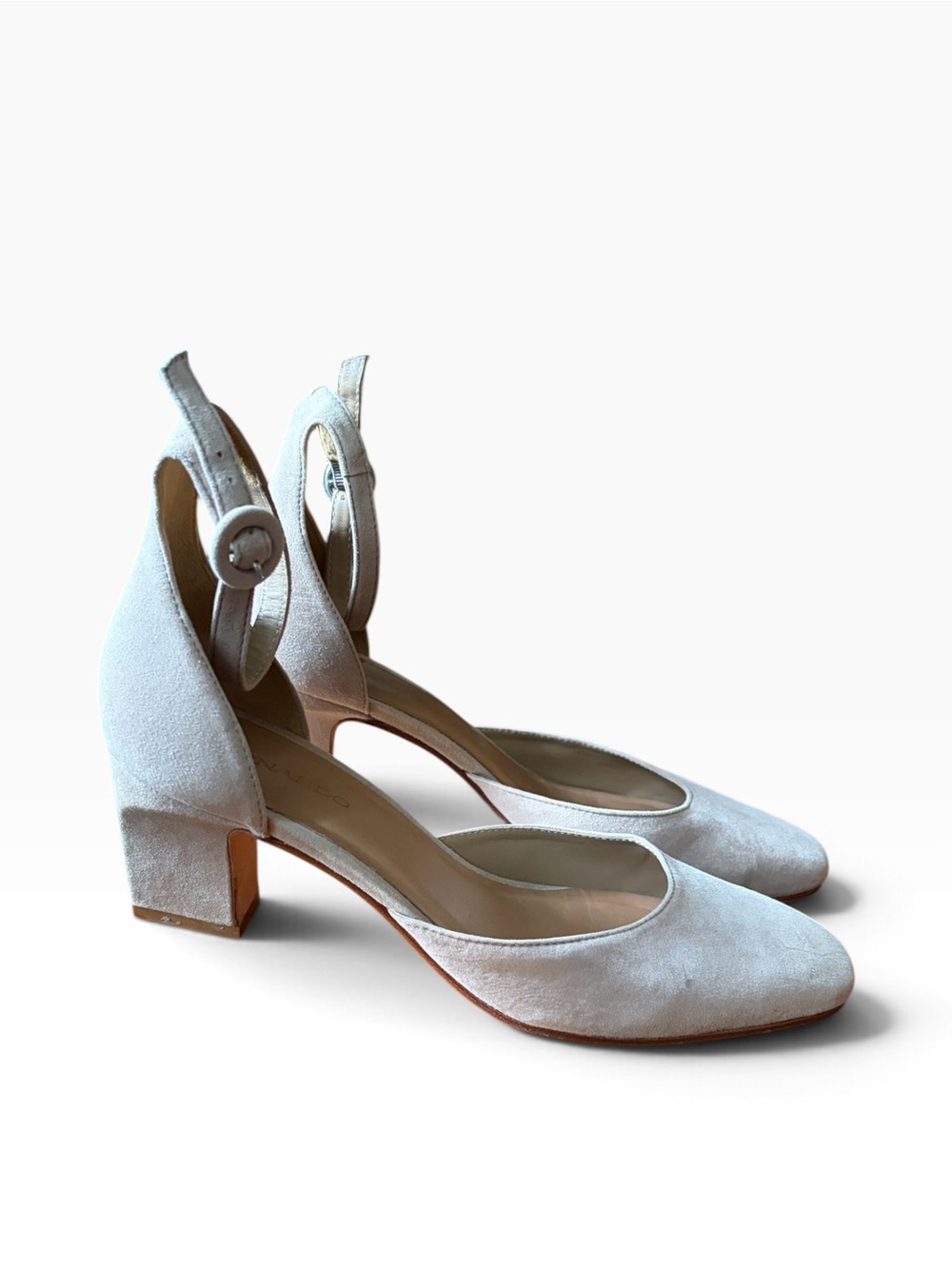 Bernardo Beige Suede Look Block Heel Slingbacks